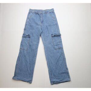 Vtg 90s Y2K Streetwear Mens 32x34 Faded Baggy Wide Leg Skateboard Cargo Jeans